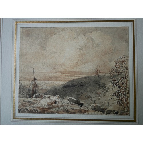 493 - SAMUEL PALMER, RWS, 1805 - 1881, DRAWING, WATERCOLOUR AND WASH BROWN PAPER,  1831 - 1832
Titled ‘Bri... 