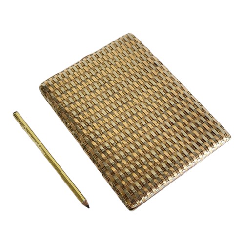 25 - A VINTAGE 14CT BICOLOUR GOLD RECTANGULAR CIGARETTE CASE
With woven design, marked ‘14ct TS’.
(approx... 