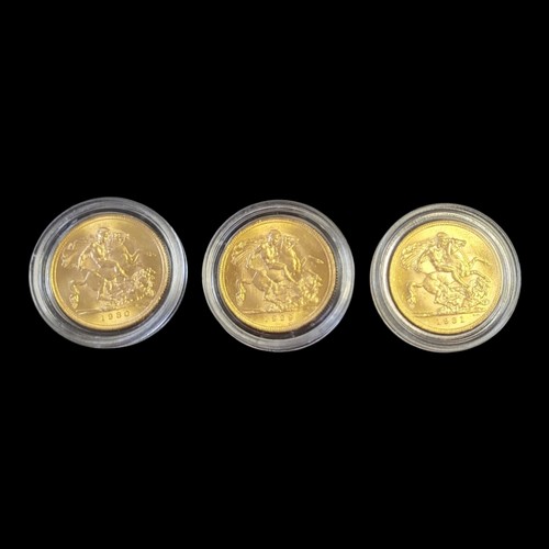 43 - A COLLECTION OF THREE KING GEORGE V 22ct GOLD FULL SOVEREIGN COINS
Consecutive years from 1929, 1930... 