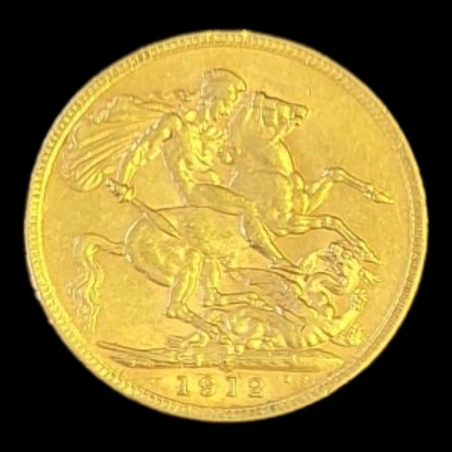 35 - A KING GEORGE V 22CT GOLD FULL SOVEREIGN COIN, DATED 1912 
With George and Dragon to reverse, Perth ... 