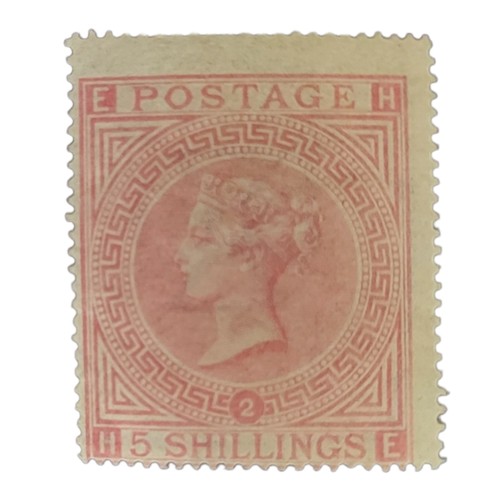 190 - QUEEN VICTORIA, 1867, FIVE SHILLINGS PALE ROSE MINT SG127 PLATE 2.