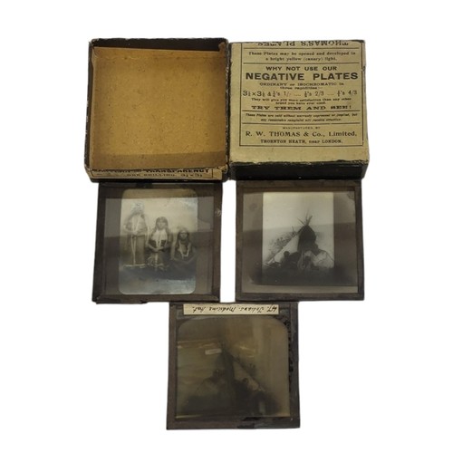 252 - A SET OF THREE 19TH CENTURY NATIVE AMERICAN GLASS NEGATIVE PHOTOGRAPHS/MAGIC LANTERN SLIDES
To inclu... 