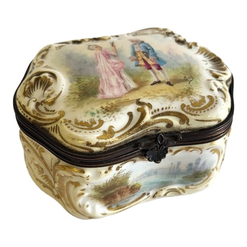 245 - A MID 19TH CENTURY SEVRES PORCELAIN ORMOLU MOUNTED TRINKET BOX
Reign of Louis-Philippe, 1845 - 1848,... 