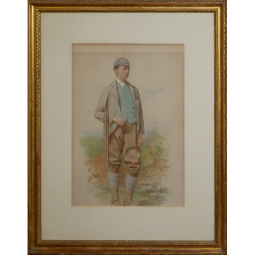 495 - FRANK NOWLAN, 1835 - 1919, A COLLECTION OF FOUR WATERCOLOUR PORTRAITS
Comprising two full length por... 