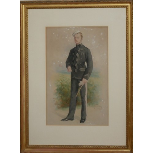 495 - FRANK NOWLAN, 1835 - 1919, A COLLECTION OF FOUR WATERCOLOUR PORTRAITS
Comprising two full length por... 