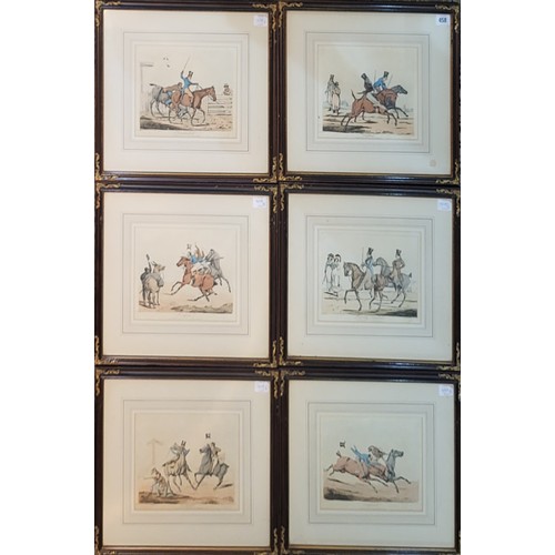 458 - HENRY ALKEN, 1785 - 1851, A SET OF SIX EQUESTRIAN PRINTS
Titled 'Dissatisfied', 'Perfectly Satisfied... 