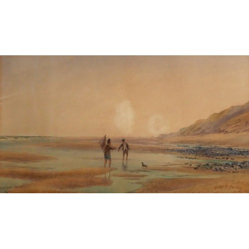 443 - RUBENS SOUTHEY, 1881 - 1933, WATERCOLOUR PORTRAIT
Titled 'Norfolk Coast', two fishermen with dog, si... 