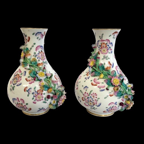 363 - MEISSEN, A PAIR OF FINE 18TH CENTURY ACADEMIC DOT PERIOD FLORA DESIGN VASES, CIRCA 1740 - 1763
A pai... 