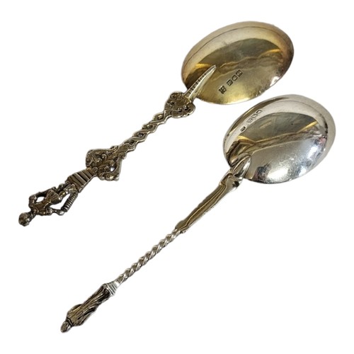 132 - TWO VICTORIAN AND LATER SILVER FIGURAL TABLESPOONS
An apostle spoon hallmarked London, 1897 and a sp... 