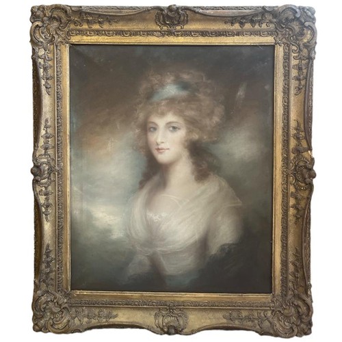 401 - CIRCLE OF JOHN RUSSELL, R.A., 1745 - 1806, PASTEL
Half length portrait of a lady, gilt framed.
(84cm... 