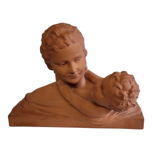 256 - UGO CIPRIANI, 1897 - 1960,A TERRACOTTA GROUP PORTRAIT BUST
Titled ‘Mother and Child’, signed lower r... 