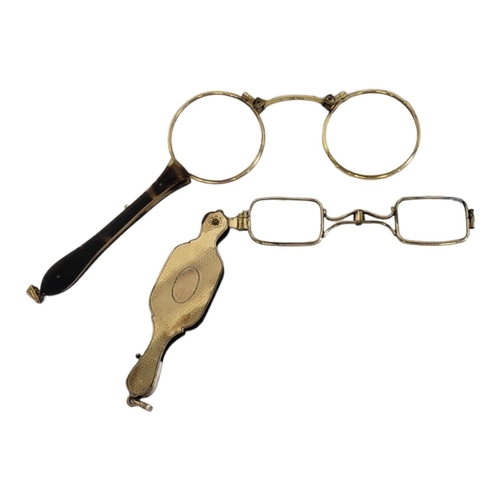 79A - A PAIR OF EARLY 20TH CENTURY GOLD PLATE AND TORTOISESHELL LORGNETTES
Spring loaded mechanism with ta... 