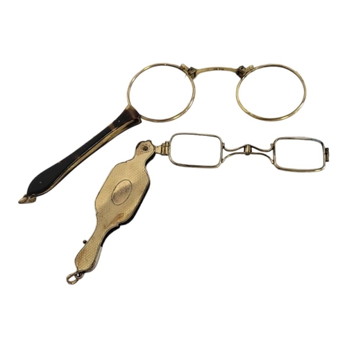 79A - A PAIR OF EARLY 20TH CENTURY GOLD PLATE AND TORTOISESHELL LORGNETTES
Spring loaded mechanism with ta... 