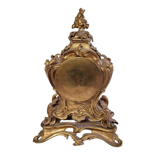 3 - SAMUEL MARTI, A 19TH CENTURY GILT BRONZE MANTLE CLOCK
Having a bouquet finial,scrolled rococo case a... 