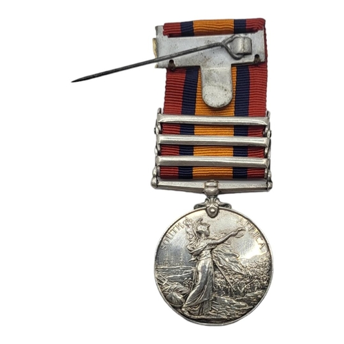57 - A SILVER VICTORIA REGINA. SOUTH AFRICA MEDAL WITH THREE CLASPS & RIBBON. Transvaal, Orange Free Stat... 