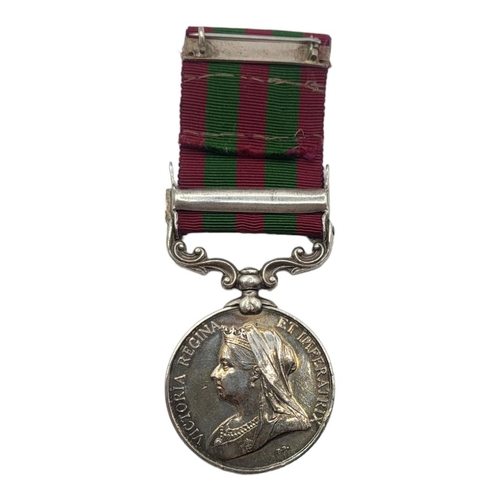 59 - A SILVER VICTORIA REGINA. INDIA WAR MEDAL, 1895 WITH CLASP & RIBBON
Punjab Frontier 1897 - 98, Regim... 