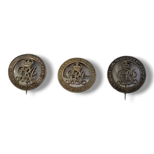 70 - A SET OF THREE WWI SILVER WAR BADGES, 1914 - 1918
George V insignia in the middle with ‘For King and... 