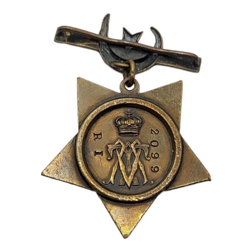 85 - BRONZE KHEDIVE’S STAR CAMPAIGN MEDAL, 1884 - 6, CLASP ATTACHED
Inscribed with ‘2099 RI’ and the mono... 