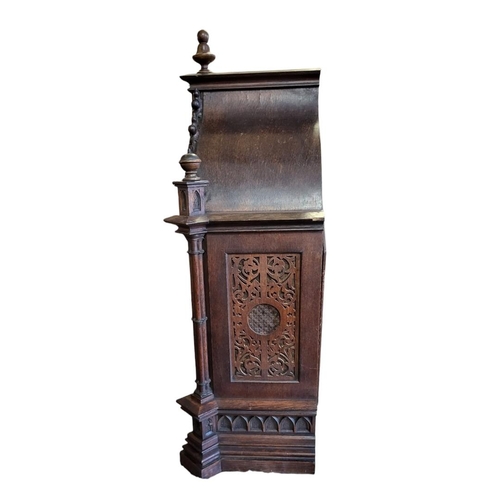 9 - LENZKIRCH, A LARGE 19TH CENTURY GERMAN OAK GOTHIC REVIVAL MANTLE CLOCK
Having an architectural form ... 