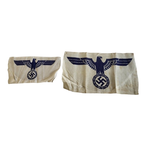 92 - A WWII GERMAN MILITARY KRIEGSMARINE SPORTS SHIRT INSIGNIA BADGE 
Having an embroidered blue eagle em... 