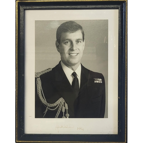 340 - PRINCE ANDREW, DUKE OF YORK, BLACK AND WHITE PHOTOGRAPH OF A BRITISH NAVAL OFFICER 
Signed in pencil... 
