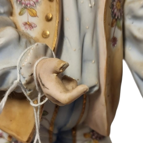 192 - A LARGE PAIR OF 19TH CENTURY FRENCH BISQUE PORCELAIN FIGURAL LAMPS
Male and female wearing colourful... 