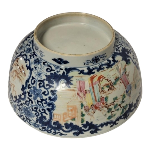 193 - AN 18TH CENTURY CHINESE FAMILLE ROSE PORCELAIN PUNCH BOWL
Hand painted figural decoration within an ... 