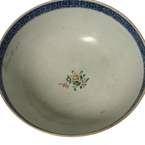 193 - AN 18TH CENTURY CHINESE FAMILLE ROSE PORCELAIN PUNCH BOWL
Hand painted figural decoration within an ... 