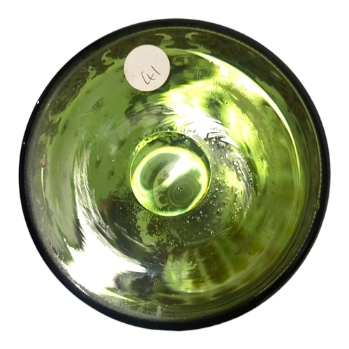 195 - WITHDRAWN!! A LARGE LATE 19TH/EARLY 20TH CENTURY AUSTRIAN GREEN GLASS AND ENAMEL ARMORIAL TANKARD 
H... 