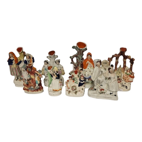 238 - A VICTORIAN STAFFORDSHIRE FLATBACK FIGURAL SPILL VASE OF LITTLE RED RIDING HOOD, CIRCA 1860
Sold tog... 