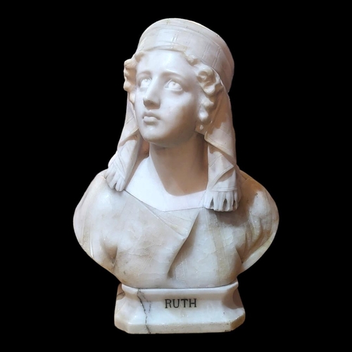 262 - GUISEPPE BESSI, 1857 - 1922, AN ITALIAN MARBLE AND ALABASTER BUST OF RUTH
Classic biblical pose wear... 