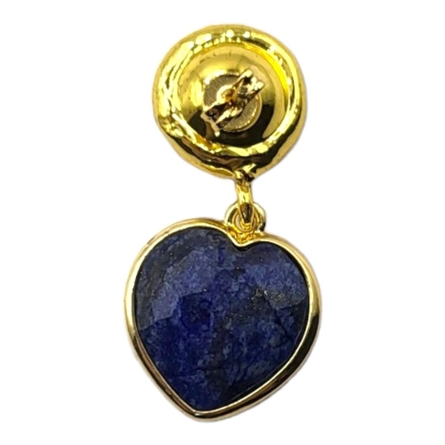 28 - A PAIR OF YELLOW METAL AND LAPIS LAZULI EARRINGS
Faceted heart form stone with simulated pearl mount... 