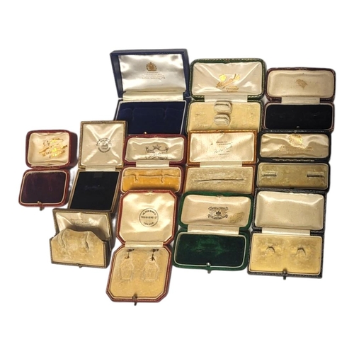 284 - A COLLECTION OF TWELVE  EARLY 20TH CENTURY JEWELLERY BOXES
To include a leather box marked Tessiers,... 