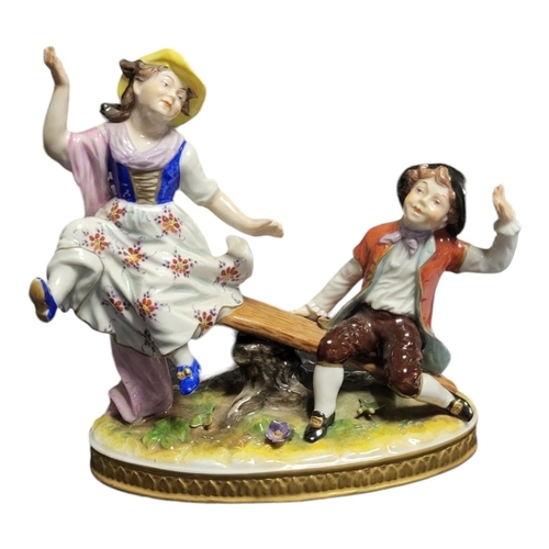 294 - A 20TH CENTURY RUDOLSTADT VOLKSTEDT OF THURINGIA PORCELAIN GROUP OF PLAYFUL CHILDREN, CIRCA 1930 - 1... 