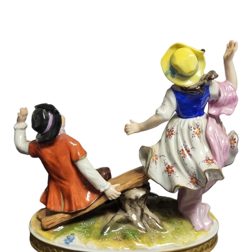 294 - A 20TH CENTURY RUDOLSTADT VOLKSTEDT OF THURINGIA PORCELAIN GROUP OF PLAYFUL CHILDREN, CIRCA 1930 - 1... 