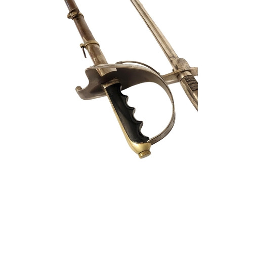 296 - AN EARLY 20TH CENTURY ITALIAN CAVALRY SWORD
Having a carved wooden handle, engraved decoration to bl... 