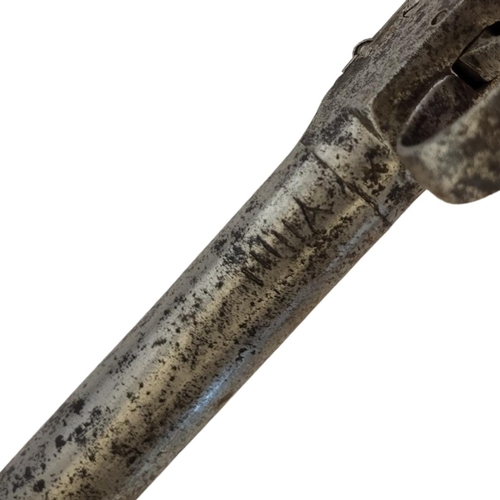 299 - TWO LATE 18TH/EARLY 19TH CENTURY PERCUSSION CAP PISTOLS
Having steel barrels and carved wooden handl... 