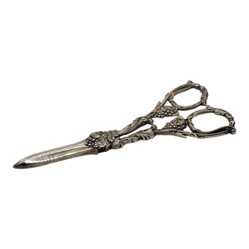 3 - A PAIR OF EDWARDIAN SILVER GRAPE SCISSORS
Having embossed vine leaves and grapes to handle, hallmark... 