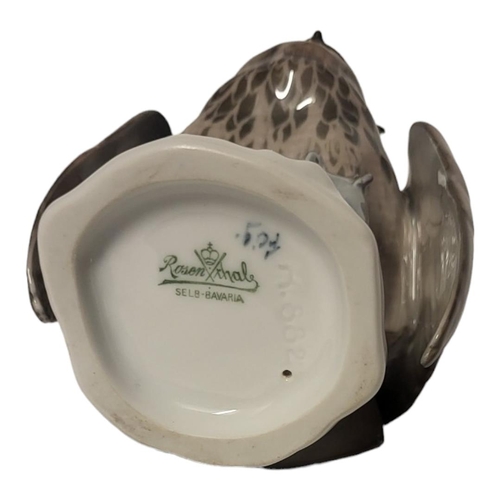 312 - E. OTTO FOR BAVARIAN ROSENTHAL FACTORY, A HARD PASTE PORCELAIN MODEL OF A BLACK FOREST WISE OWL
On a... 