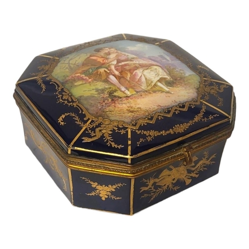 318 - A FINE MID 19TH CENTURY SECOND REPUBLIC PERIOD FRENCH SEVRES STYLE OCTAGONAL HARD PASTE PORCELAIN OR... 