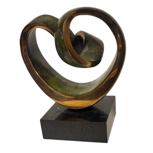 361 - DENNIS WESTWOOD, BRITISH, 1928 - 2021, A POLISHED AND PATINATED ABSTRACT BRONZE SCULPTURE 
Titled ‘H... 