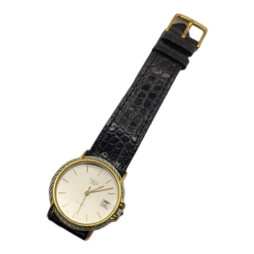 46 - FRED, A STAINLESS STEEL AND 18CT GOLD GENT’S WRISTWATCH
Having a steel rope twist design, silver ton... 