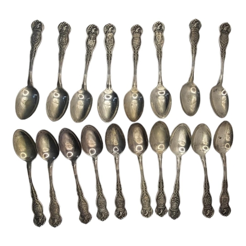 73 - WILLIAM RODGERS A COLLECTION OF EIGHTEEN AMERICAN WHITE METAL COMMEMORATIVE TEASPOONS
Each represent... 