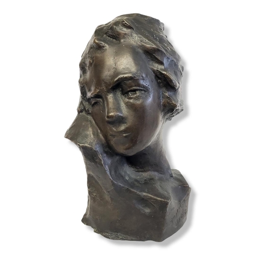 201 - BATIA LISHANSKY, 1901 - 1992, BRONZE PORTRAIT BUST, SIGNED AND DATED 1980
The female depicted is bel... 