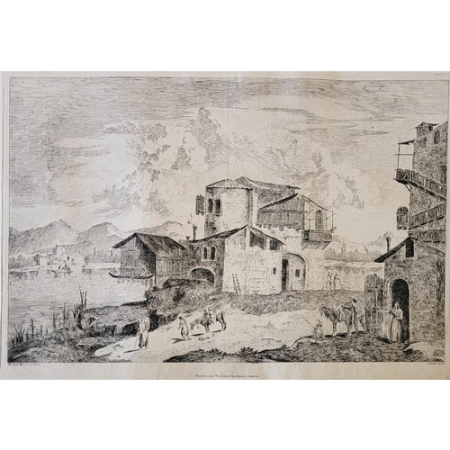 445 - BERNARDO ZILOTTI, 1730 - 1795, PAIR OF 18TH CENTURY ETCHINGS 
Italian views, Quantity 2. 
(48cm x 67... 