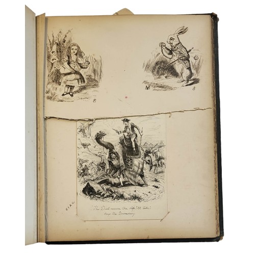 468 - A 19TH CENTURY SCRAPBOOK AFTER JOHN TENNIEL, 1820 - 1914, & PHIZ, 26 LEAVES OF PEN, INK AND PENCIL D... 