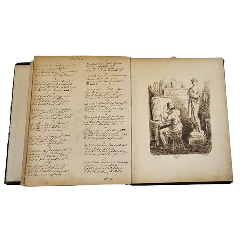 468 - A 19TH CENTURY SCRAPBOOK AFTER JOHN TENNIEL, 1820 - 1914, & PHIZ, 26 LEAVES OF PEN, INK AND PENCIL D... 