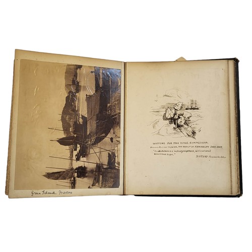 468 - A 19TH CENTURY SCRAPBOOK AFTER JOHN TENNIEL, 1820 - 1914, & PHIZ, 26 LEAVES OF PEN, INK AND PENCIL D... 