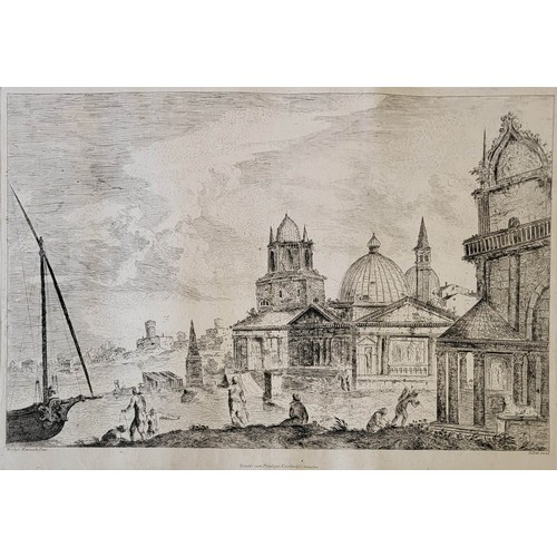 442 - BERNARDO ZILOTTI, 1730 - 1795, AFT MICHIEL MARIESCHI, 1710 - 1743, PAIR OF 18TH CENTURY ETCHINGS 
It... 