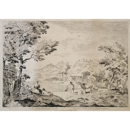 443 - BERNARDO ZILOTTI, 1730 - 1795, PAIR OF 18TH CENTURY ETCHINGS 
Italian views, Quantity 2. 
(48cm x 67... 